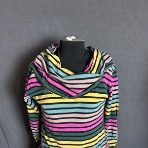 Effie's Heart Vibrant Striped Cowl Neck Sweater XL
